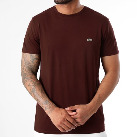 Lacoste - Tee Shirt Logo Brodé Crocodile Regular Fit Bordeaux