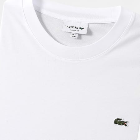 Lacoste - Tee Shirt Manches Longues Logo Brodé Crocodile Classic Fit Blanc
