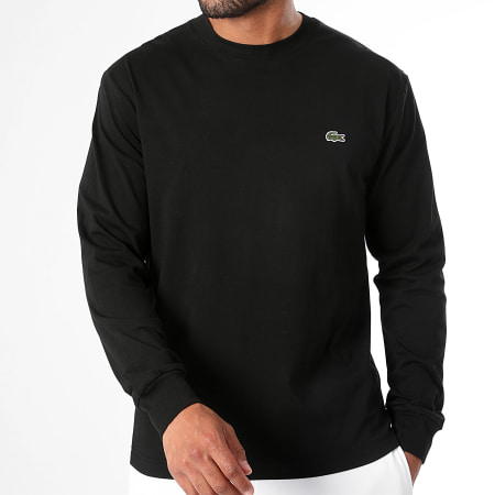 Lacoste - Tee Shirt Manches Longues Logo Brodé Crocodile Classic Fit Noir