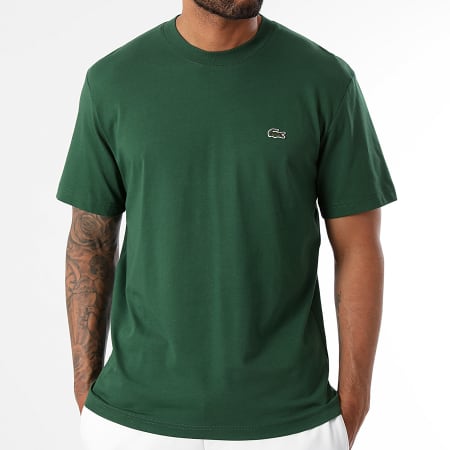 Lacoste - Classic Fit Cocodrilo Logotipo Bordado Camiseta Verde Oscuro