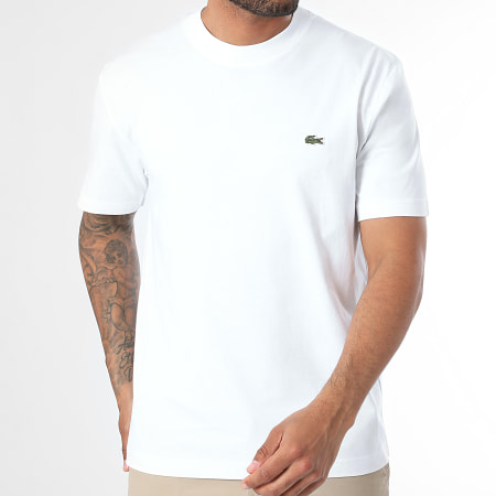 Lacoste - Maglietta dal taglio classico con logo ricamato in coccodrillo bianco