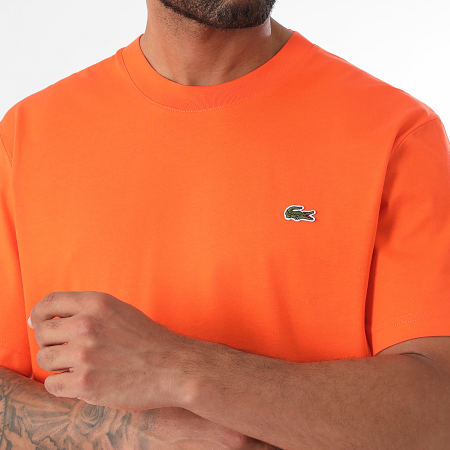 Lacoste - Camiseta Classic Fit Naranja Logo Cocodrilo Bordado