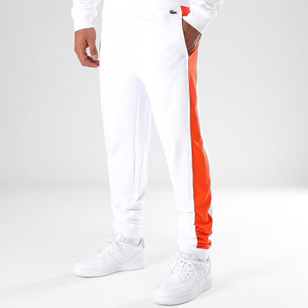 Lacoste - Pantaloni da jogging con logo ricamato in coccodrillo Bianco Arancione