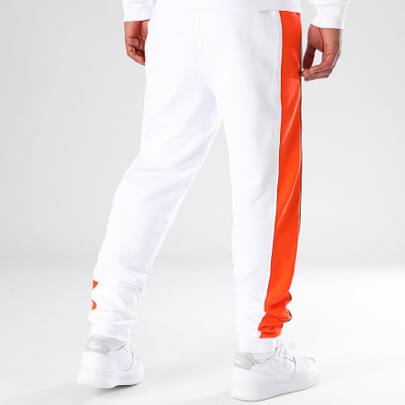 Lacoste - Pantalon Jogging Logo Brodé Crocodile Blanc Orange