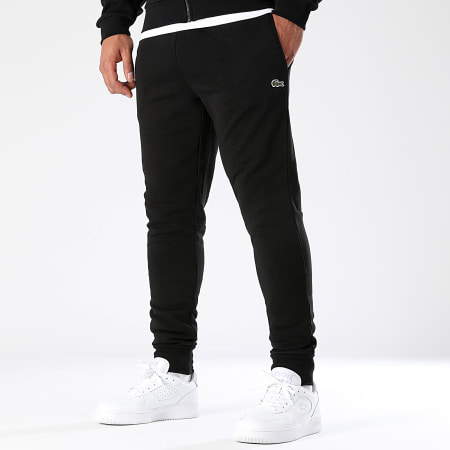 Lacoste - Pantalon Jogging Logo Brodé Crocodile Noir