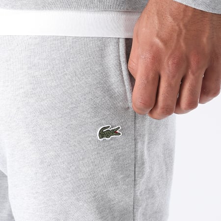 Lacoste - Pantalon Jogging Logo Brodé Crocodile Gris Chiné