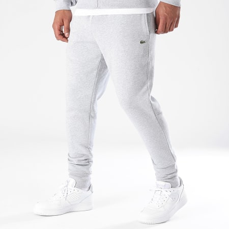 Lacoste - Pantalon Jogging Logo Brodé Crocodile Gris Chiné