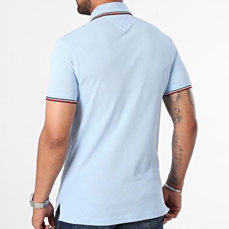 Tommy Jeans - Polo Manches Courtes Slim Tipped 0750 Bleu Clair