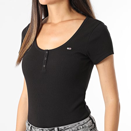 Tommy Jeans - T-shirt Slim Vrouwen Henley Top SS 8669 Zwart