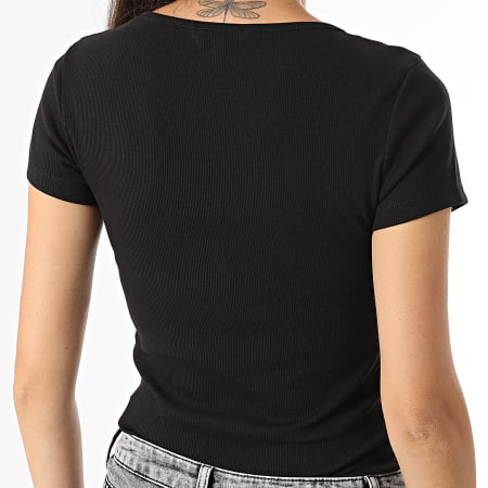 Tommy Jeans - Tee Shirt Slim Femme Henley Top SS 8669 Noir