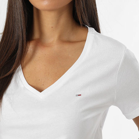 Tommy Jeans - Lot De 2 Tee Shirts Slim Femme Soft 1458 Blanc Prune