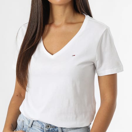 Tommy Jeans - Lot De 2 Tee Shirts Slim Femme Soft 1458 Blanc Prune