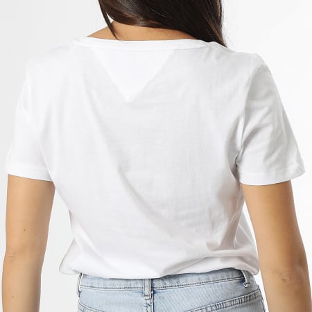 Tommy Jeans - Lote de 2 camisetas de mujer Slim Tee Shirts Soft 1458 White Plum