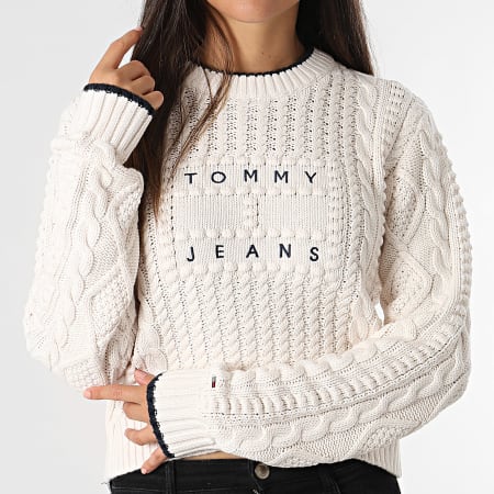 Tommy Jeans - Dames Bubble Kabelvlag Sweater 8522 Licht Beige