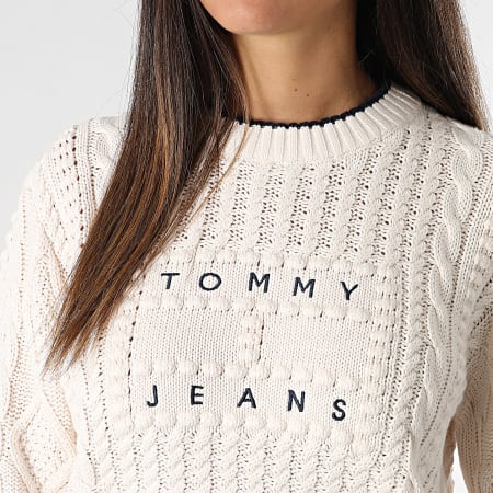 Tommy Jeans - Dames Bubble Kabelvlag Sweater 8522 Licht Beige