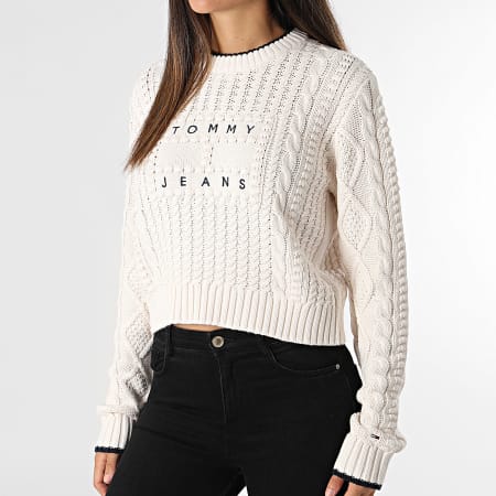 Tommy Jeans - Dames Bubble Kabelvlag Sweater 8522 Licht Beige