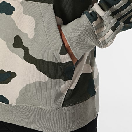 Adidas Sportswear - Sweat Capuche A Bandes IY6631 Beige Vert Kaki Camouflage