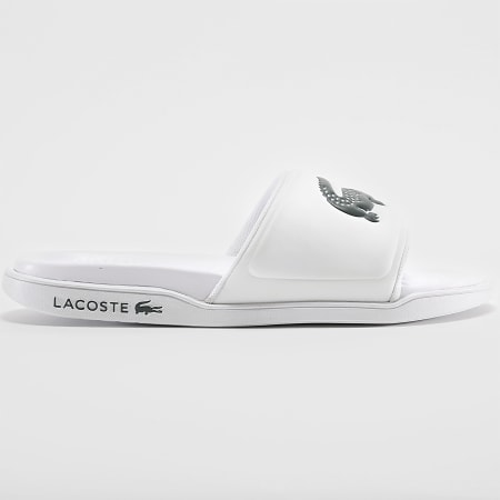 Lacoste - Claquettes Serve Slide Dual Logo Crocodile Blanc