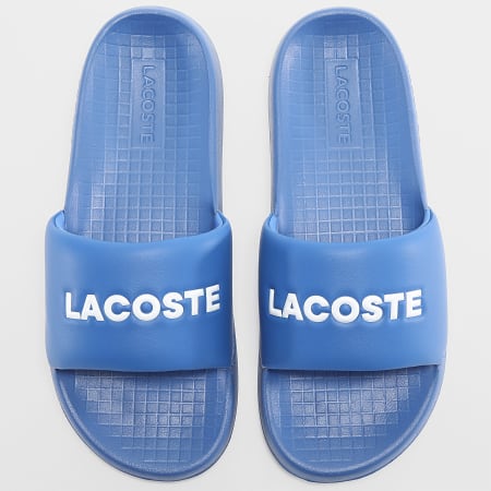Lacoste - Claquettes Serve Slide Logo Lettrage Bleu Roi