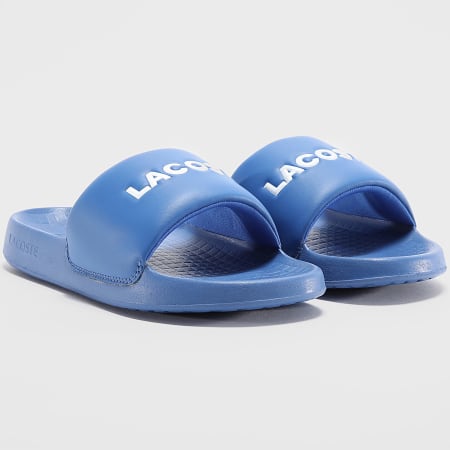 Lacoste - Claquettes Serve Slide Logo Lettrage Bleu Roi