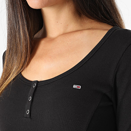 Tommy Jeans - Dames Henley Flare Jurk 8482 Zwart