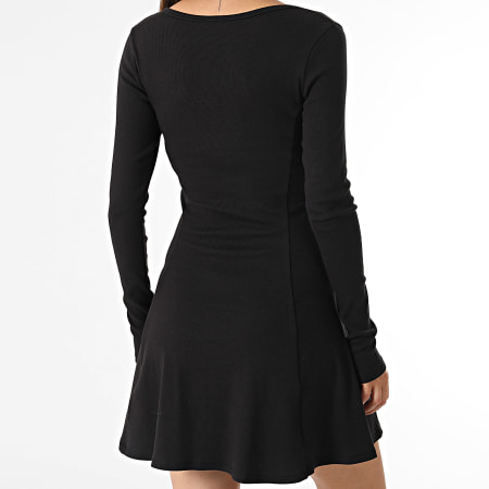 Tommy Jeans - Vestido Henley Flare Mujer 8482 Negro