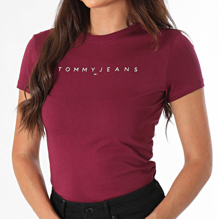 Tommy Jeans - Camiseta Slim Linear 8398 Plum de mujer