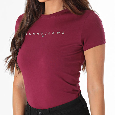 Tommy Jeans - Camiseta Slim Linear 8398 Plum de mujer