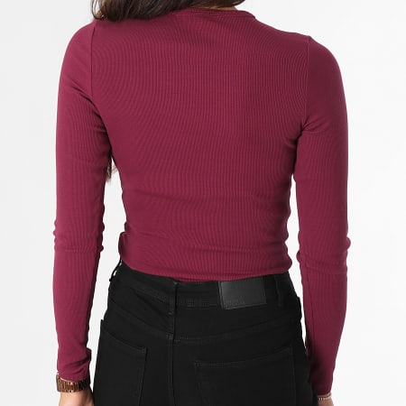 Tommy Jeans - Dameshemd Essential Rib 7387 Plum Slim met lange mouwen