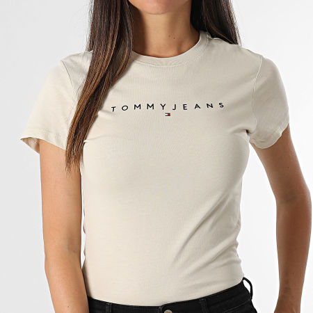 Tommy Jeans - Dames-T-shirt Slim Linear 8398 Beige