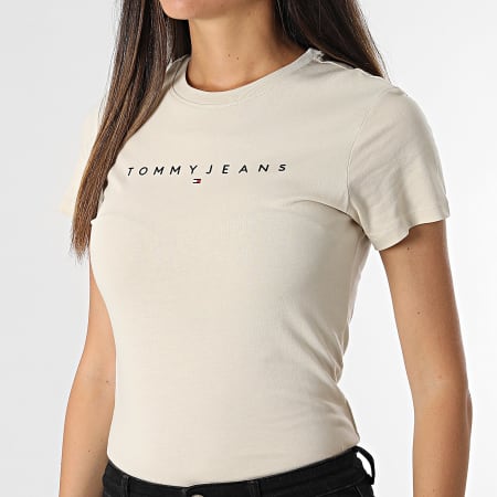 Tommy Jeans - Maglietta donna Slim Linear 8398 Beige