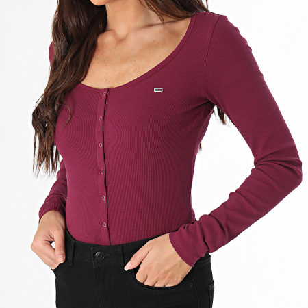 Tommy Jeans - Dames-T-shirt met lange mouwen Button 8431 Plum