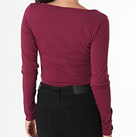 Tommy Jeans - Dames-T-shirt met lange mouwen Button 8431 Plum