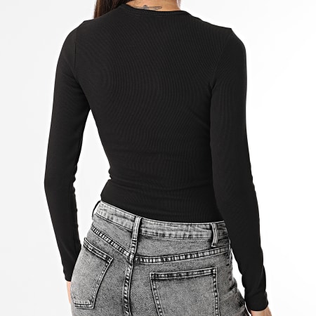 Tommy Jeans - Essential Rib 7387 Camiseta negra de manga larga para mujer