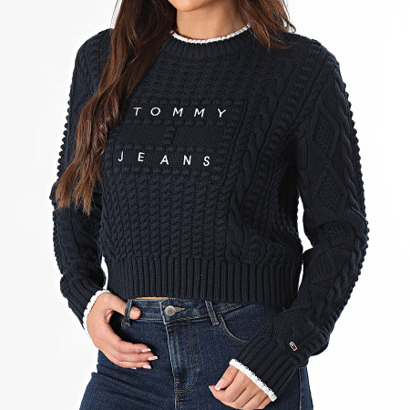 Tommy Jeans - Jersey de mujer Bubble Cable Flag 8522 Azul marino