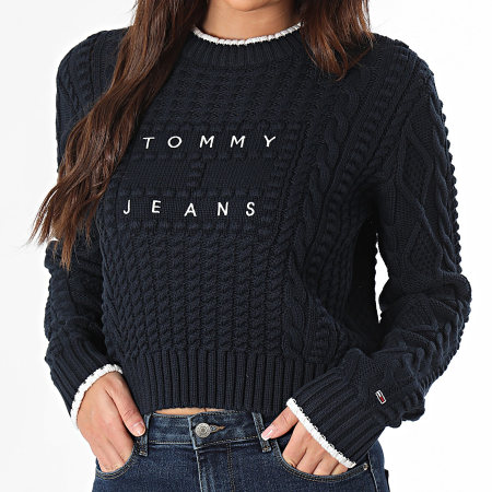 Tommy Jeans - Jersey de mujer Bubble Cable Flag 8522 Azul marino