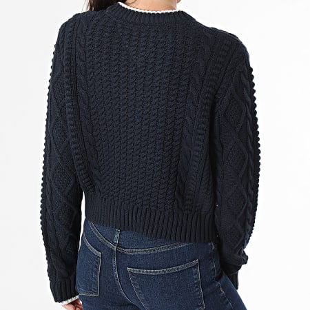 Tommy Jeans - Maglione donna Bubble Cable Flag 8522 blu navy