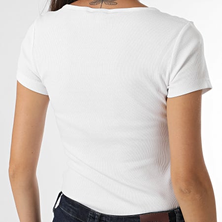 Tommy Jeans - Tee Shirt Slim Femme Henley Top SS 8669 Blanc