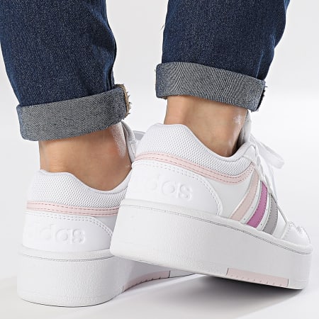 Adidas Sportswear - Hoops 3.0 Bold W Damessneakers IH0182 Footwear White Voorradig Paars Bijna Roze