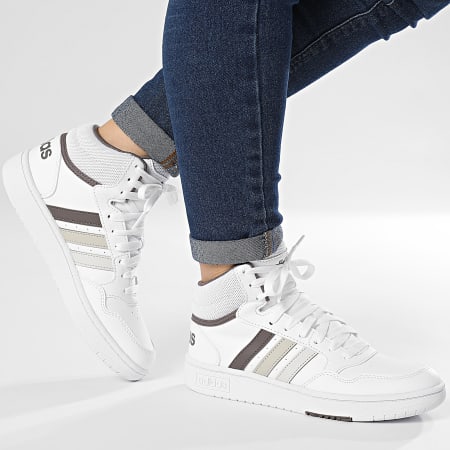 Adidas Sportswear - Scarpe da ginnastica alte da donna Hoops 3.0 Mid K IH7894 Footwear White Orbit Grey Putty Grey