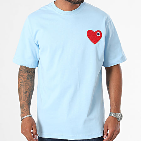 ADJ - Tee Shirt Oversize Coeur Chic Bleu Clair