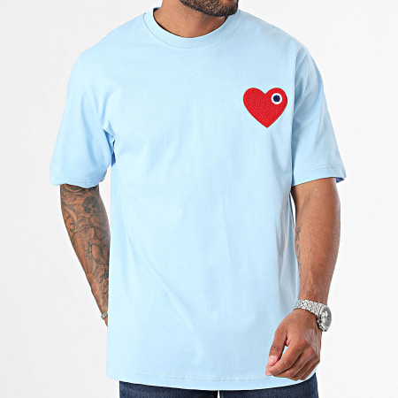 ADJ - Tee Shirt Oversize Coeur Chic Bleu Clair