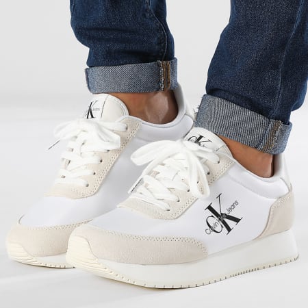 Calvin Klein - Baskets Femme Retro Runner Low Lace 1326 Bright White Creamy White