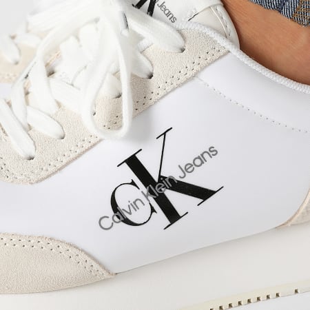 Calvin Klein - Baskets Femme Retro Runner Low Lace 1326 Bright White Creamy White