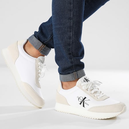 Calvin Klein - Baskets Femme Retro Runner Low Lace 1326 Bright White Creamy White