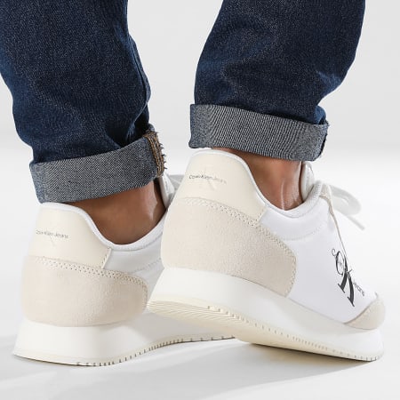Calvin Klein - Baskets Femme Retro Runner Low Lace 1326 Bright White Creamy White