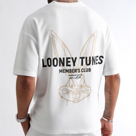 Looney Tunes - Ensemble Tee Shirt Et Short Waffle Summer Bugs Bunny Blanc Beige