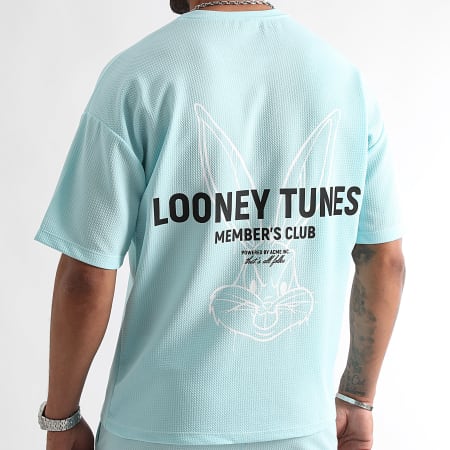 Looney Tunes - Ensemble Tee Shirt Et Short Waffle Summer Bugs Bunny Bleu Clair Blanc