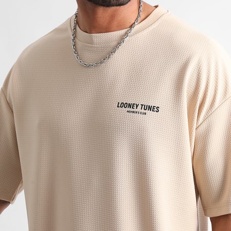 Looney Tunes - Conjunto de camiseta y pantalón corto de verano Taz Beige Blanco