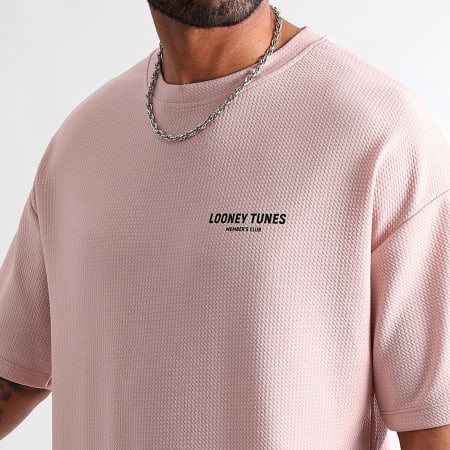 Looney Tunes - Conjunto de camiseta y pantalón corto Waffle Summer Taz Pink White